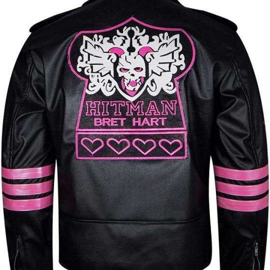 Bret Hitman Hart Black Leather Jacket Bret Hitman Hart Black Leather Jacket