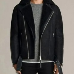 Black Biker Fur Brooklyn Jacket