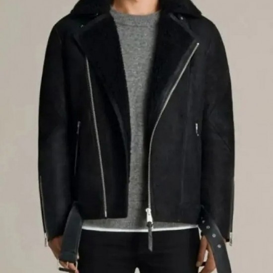 Black Biker Fur Brooklyn Jacket