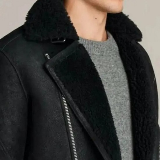 Black Biker Fur Brooklyn Jacket