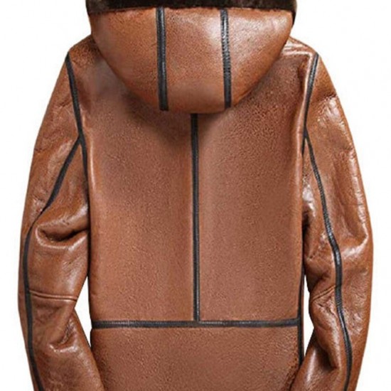 Brown Aircraft Shearling RAF B3 Bomber Shearling Hooded Jacket Brown Aircraft Shearling RAF B3 Bomber Shearling Hooded Jacket