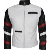 Vintage Bruce Lee Popular Classic White Men's Casual Leather Jacket
