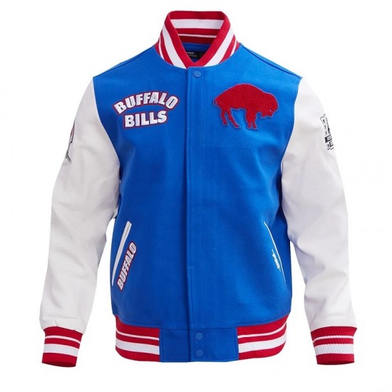 Buffalo Bills Retro Classic Rib Blue Wool Varsity Jacket Buffalo Bills Retro Classic Rib Blue Wool Varsity Jacket