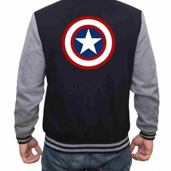 Mens Captain America Letterman Varsity Jacket Mens Captain America Letterman Varsity Jacket