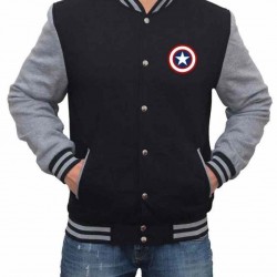 Mens Captain America Letterman Varsity Jacket 
