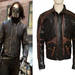 Sebastian Stan Captain America Black Leather Jacket
