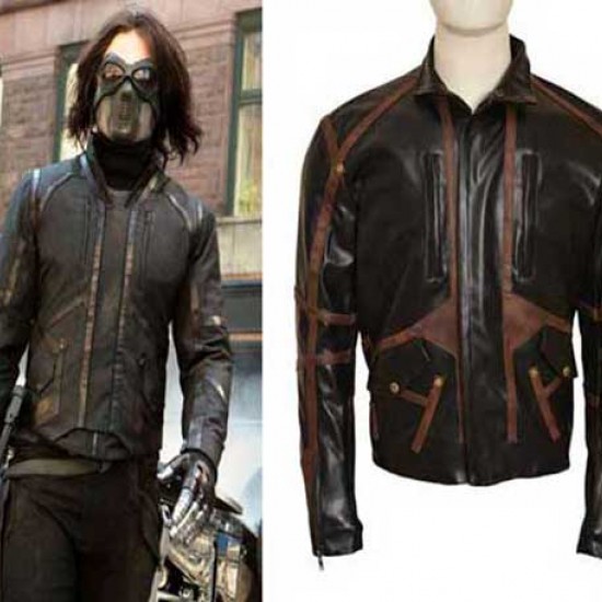 Sebastian Stan Captain America Black Leather Jacket Sebastian Stan Captain America Black Leather Jacket