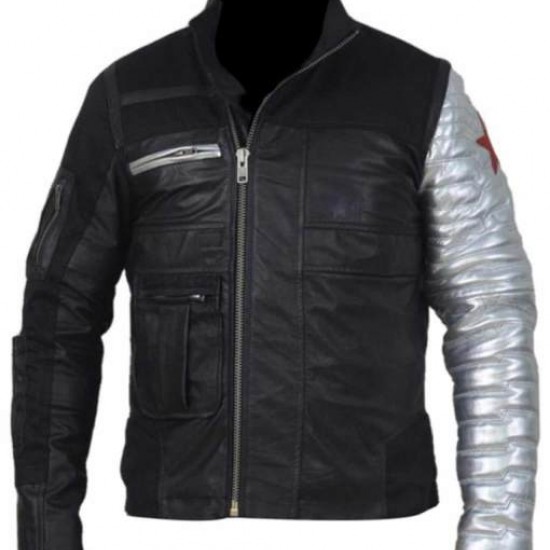 Captain America Silver Sleeves Winter Soldier Jacket Captain America Silver Sleeves Winter Soldier Jacket