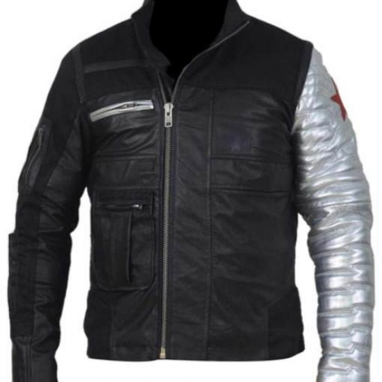 Captain America Silver Sleeves Winter Soldier Jacket            