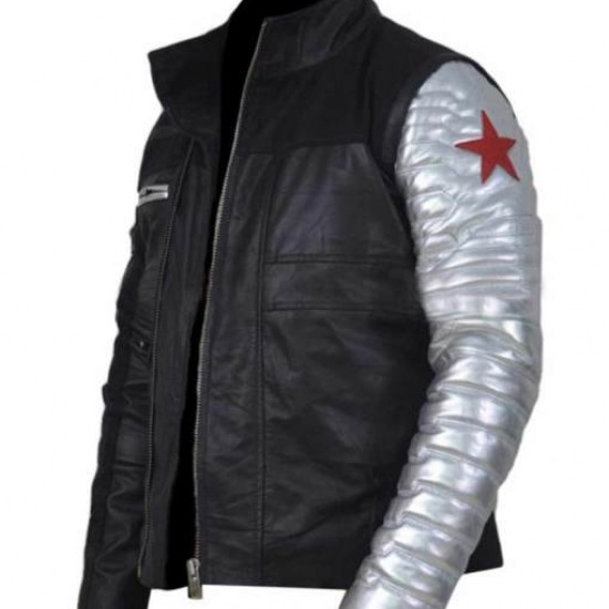 Captain America Silver Sleeves Winter Soldier Jacket            