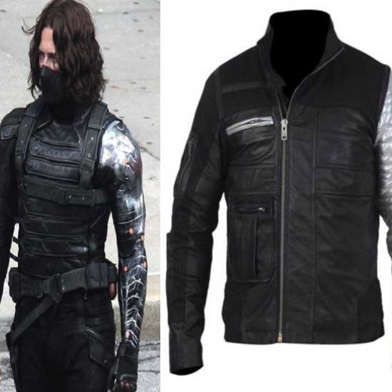 Captain America Silver Sleeves Winter Soldier Jacket            