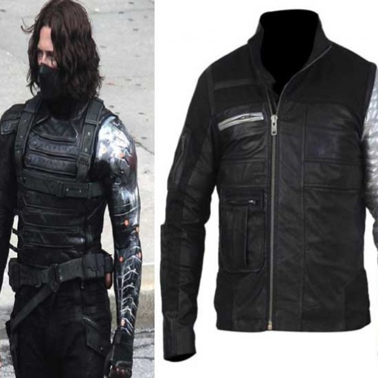 Captain America Silver Sleeves Winter Soldier Jacket Captain America Silver Sleeves Winter Soldier Jacket