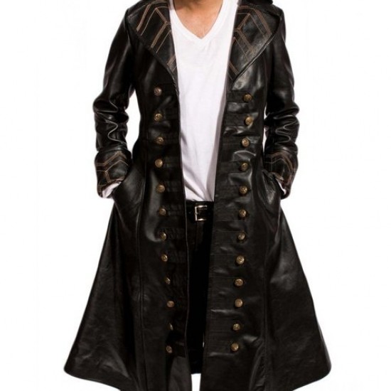 Captain Hook Leather Trench Coat