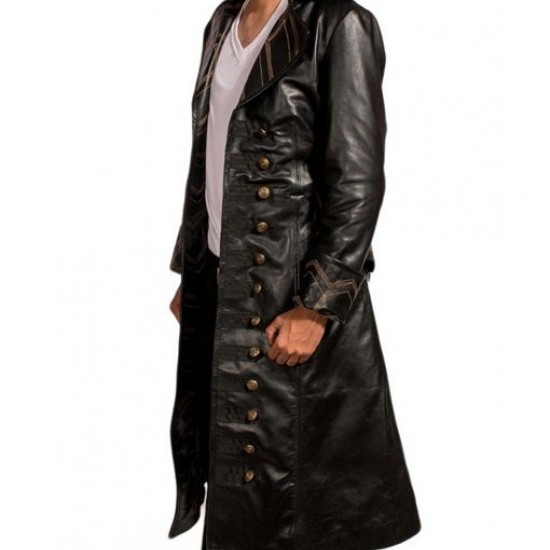 Captain Hook Leather Trench Coat