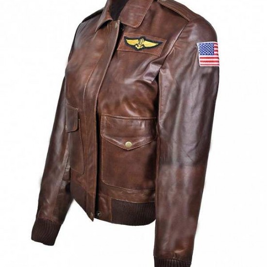 Captain Marvel Carol Danvers Leather Flight Bomber Jacket