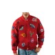 NBA Twill Carl Banks Red Collage Jacket NBA Twill Carl Banks Red Collage Jacket