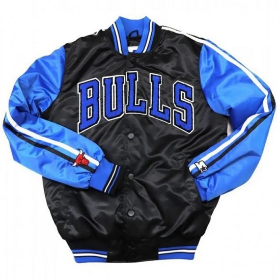 Chicago Bulls Black and Blue Satin Jacket