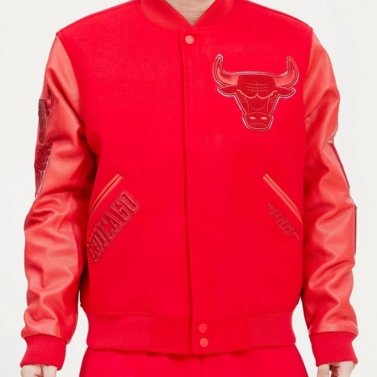Chicago Bulls Classic Triple Red Wool Varsity Jacket Chicago Bulls Classic Triple Red Wool Varsity Jacket