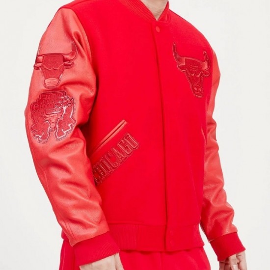 Chicago Bulls Classic Triple Red Wool Varsity Jacket Chicago Bulls Classic Triple Red Wool Varsity Jacket
