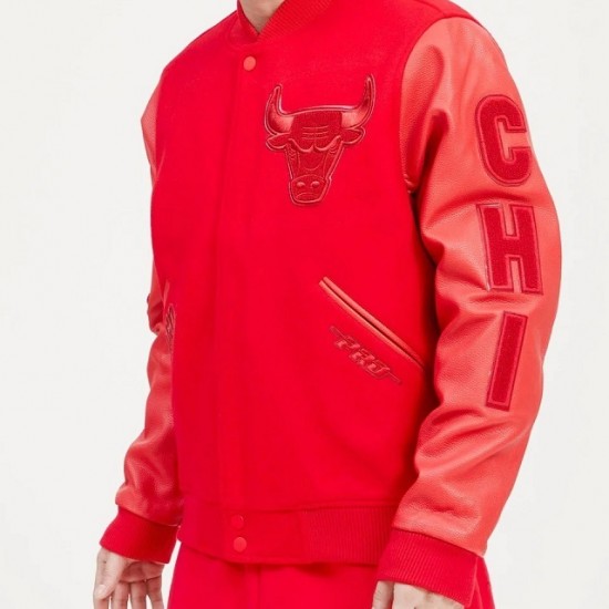 Chicago Bulls Classic Triple Red Wool Varsity Jacket Chicago Bulls Classic Triple Red Wool Varsity Jacket