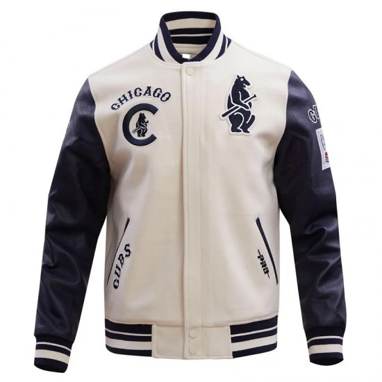 Chicago Cubs Retro Classic Navy Blue Wool Varsity Jacket