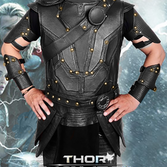 Chris Hemsworth Thor Ragnarok Brown Leather Vest with Removable Belts