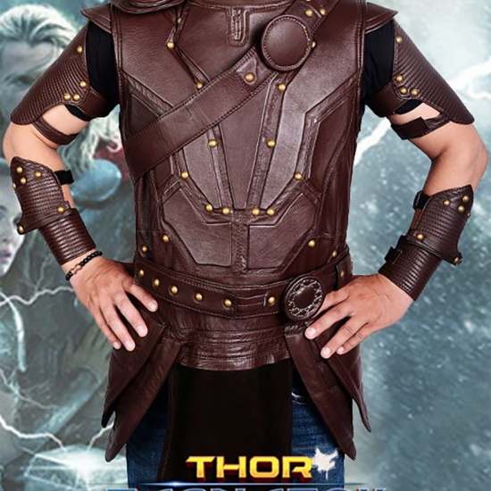 Chris Hemsworth Thor Ragnarok Brown Leather Vest with Removable Belts Chris Hemsworth Thor Ragnarok Brown Leather Vest with Removable Belts