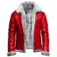 Red A2 Bomber Aviator With Real Fur Collar Christmas Holiday Genuine Leather Jacket Red A2 Bomber Aviator With Real Fur Collar Christmas Holiday Genuine Leather Jacket