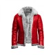 Red A2 Bomber Aviator With Real Fur Collar Christmas Holiday Genuine Leather Jacket Red A2 Bomber Aviator With Real Fur Collar Christmas Holiday Genuine Leather Jacket