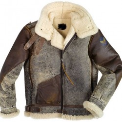 Mens Cockpit USA 100 Mission B-3 Sheepskin Bomber Jacket