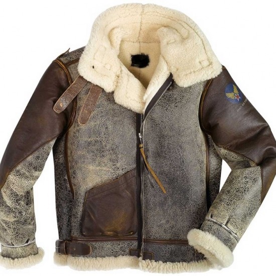 Mens Cockpit USA 100 Mission B-3 Sheepskin Bomber Jacket Mens Cockpit USA 100 Mission B-3 Sheepskin Bomber Jacket