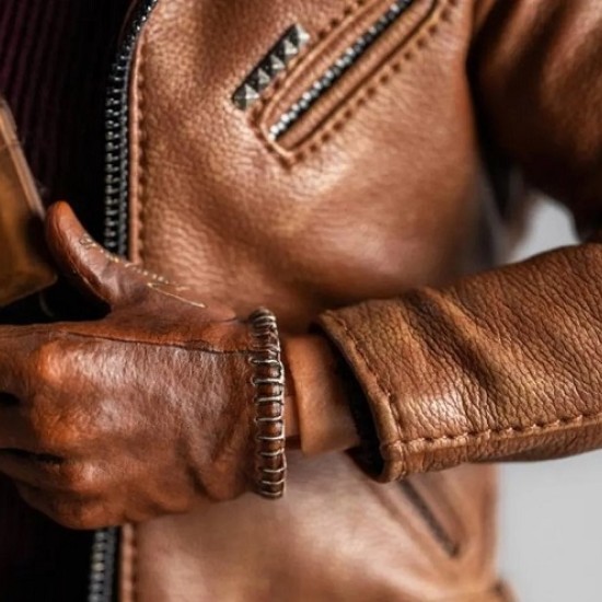 Deathloop Colt Vahn Brown Leather Jacket Costume