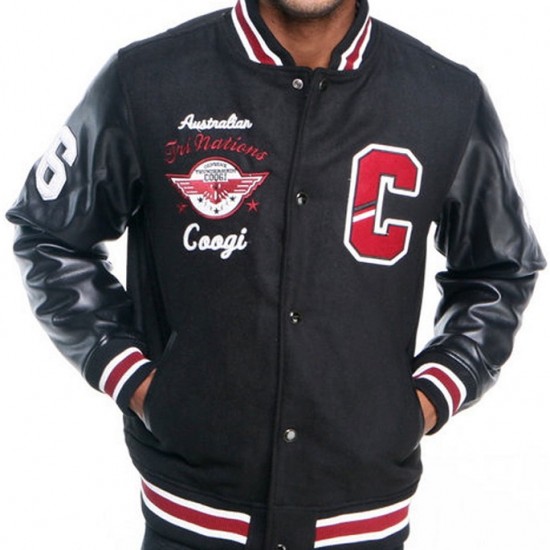 Coogi Australian Black Letterman Jacket Coogi Australian Black Letterman Jacket