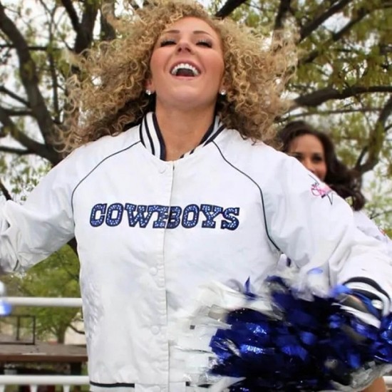 Cowboys Cheerleaders White Bomber Jacket Cowboys Cheerleaders White Bomber Jacket