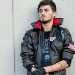 Cyberpunk 2077 Costume Jacket Mens Brown Leather Embroidery Coat