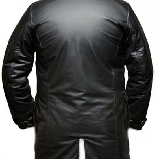 Dark knight Rises Bane Genuine Leather Buffing Black Trench Coat/Jacket