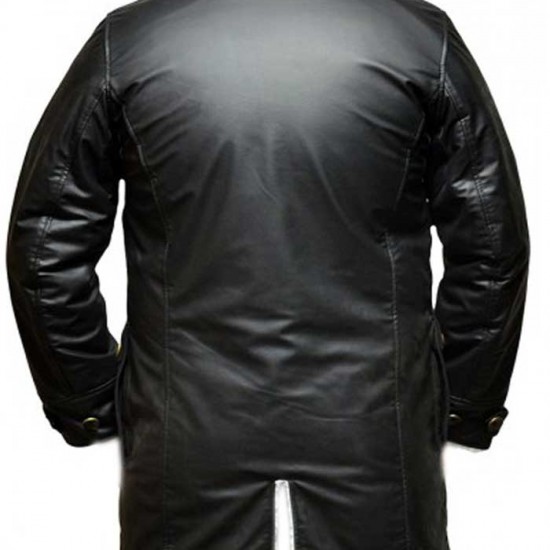 Dark knight Rises Bane Genuine Leather Buffing Black Trench Coat/Jacket