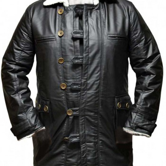 Dark knight Rises Bane Genuine Leather Buffing Black Trench Coat/Jacket