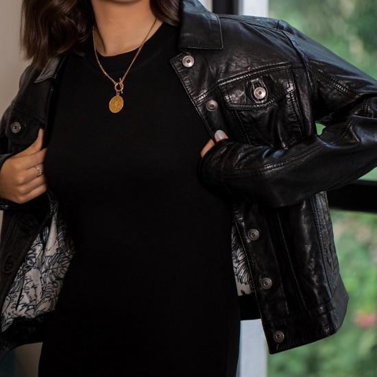 Denim Style Genuine Leather Jacket Denim Style Genuine Leather Jacket