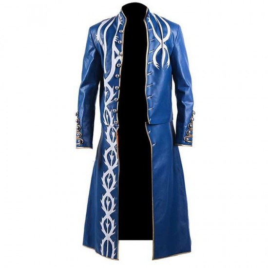 Devil May Cry 3 Long Blue Fancy Vergil Coat Costume Devil May Cry 3 Long Blue Fancy Vergil Coat Costume