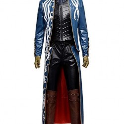 Devil May Cry 3 Vergil Blue Leather Trench Coat