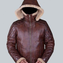 New Mens Bomber B3 Diamond Quilted Real Shearling Leather Jacket