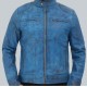 Dodge Cafe Racer Sky Blue Leather Jacket