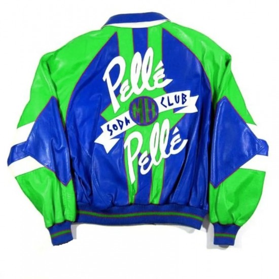Early 90S Vintage Pelle Pelle Green Blue Soda Club Jacket Early 90S Vintage Pelle Pelle Green Blue Soda Club Jacket