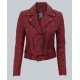 Elisa Womens Maroon Leather Motorcycle Jacket