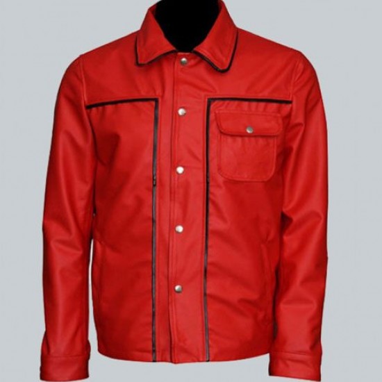 Elvis Presley Inspired Mens Red Leather Jacket