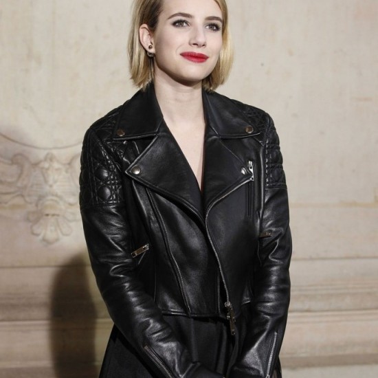 Emma Roberts Black Leather Jacket Emma Roberts Black Leather Jacket