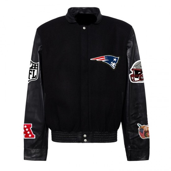 England Patriots 2024 Black Biker Varsity Jacket England Patriots 2024 Black Biker Varsity Jacket