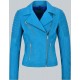 Fashion Designer Electric Blue Biker Style Jacket