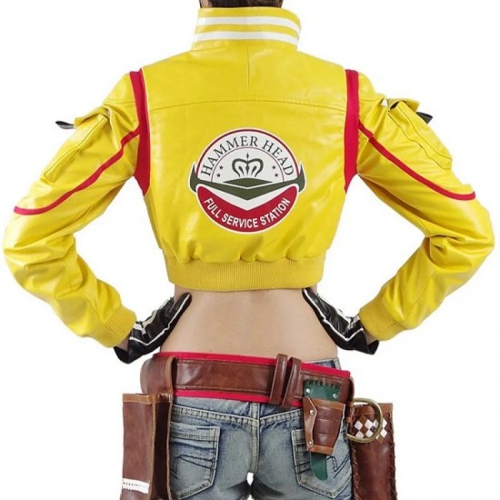 Final Fantasy 15 Cindy Yellow Leather Jacket with Hammer Head Patch